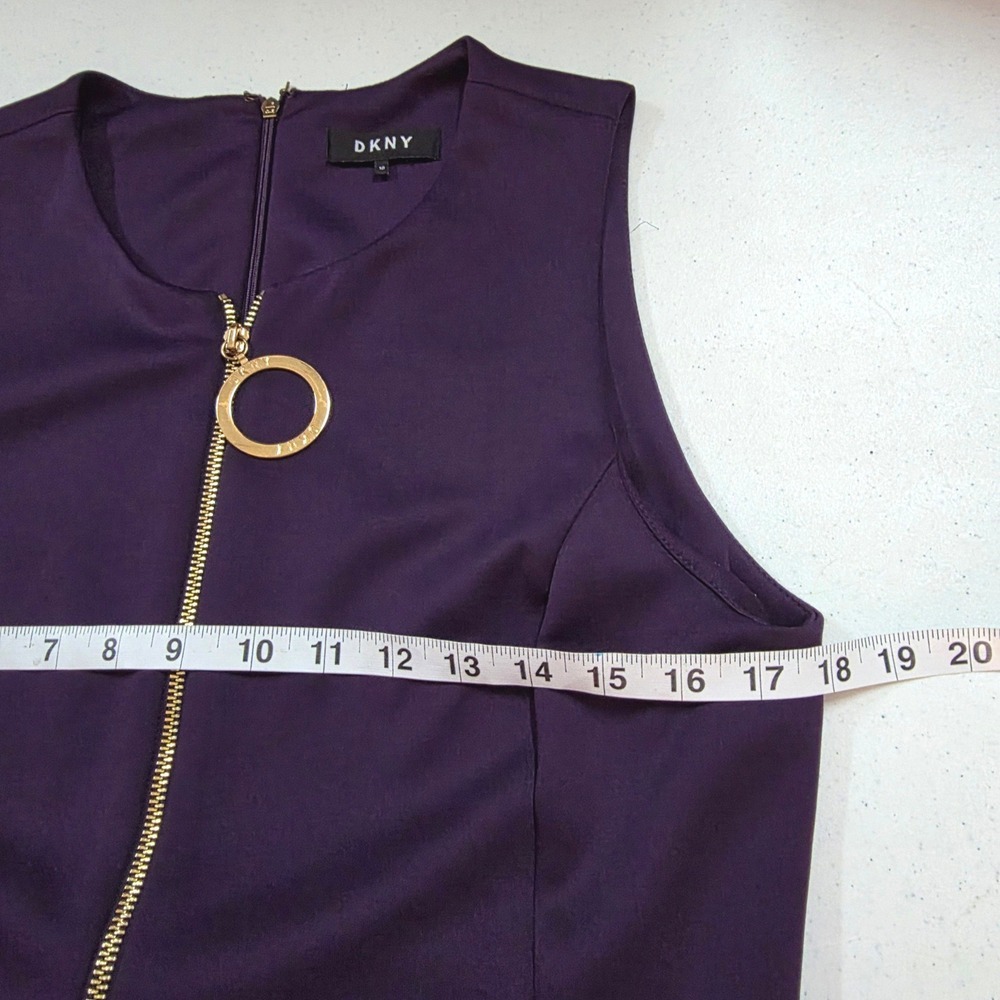 DKNY Womens Purple‎ Fit and Flare Ring Zip Sleeveless Colorblock Dress Size 10 - Picture 6 of 9